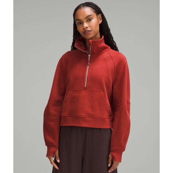 lululemon athletica Sweaters - NWT Lululemon Scuba Oversized Funnel-Neck Half Zip in Red Sz 10